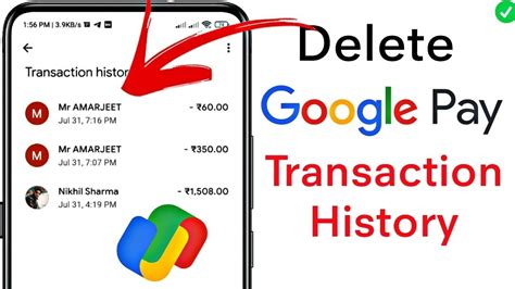how to delete history from google pay on phone