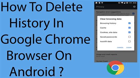 how to delete history in google chrome in mobile