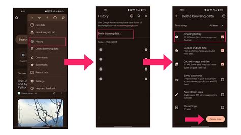 how to delete history on android auto