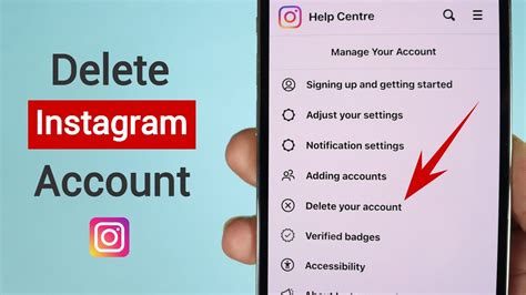 how to delete instagram account from mobile browser