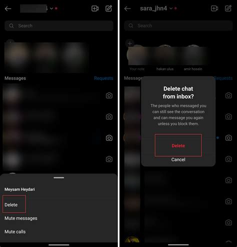 how to delete instagram messages from browser