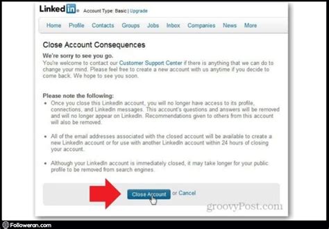 how to delete linkedin account without email