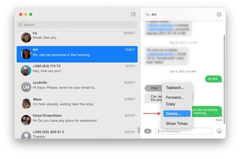 how to delete message storage on mac