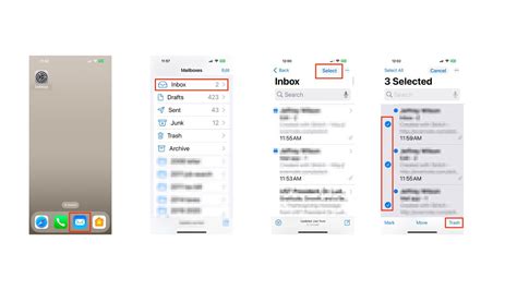 how to delete multiple emails in iphone