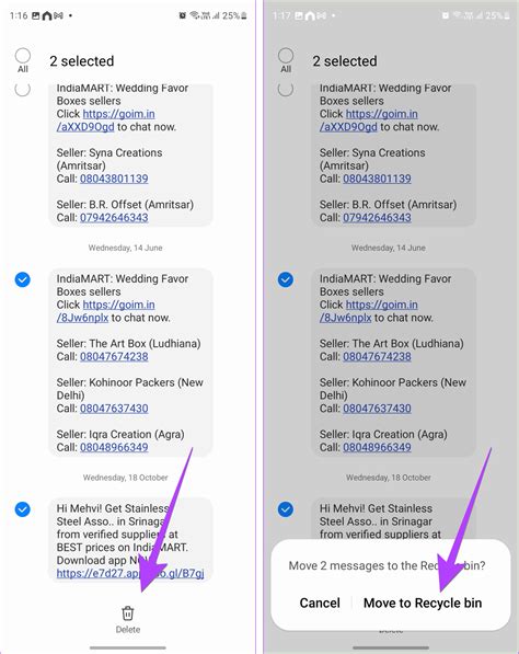 how to delete multiple messages on marketplace