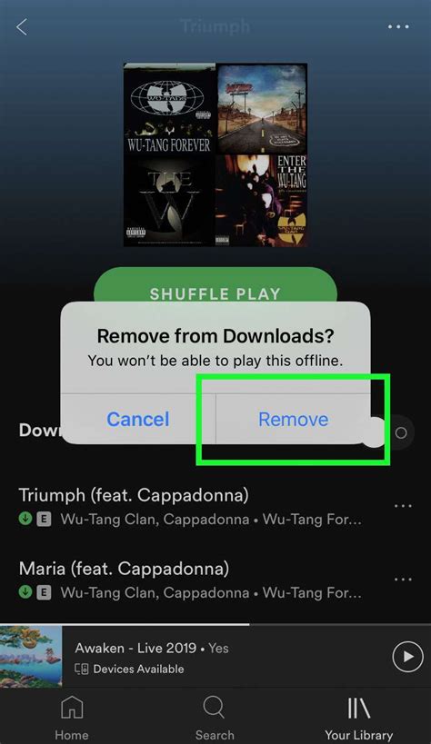 how to delete music from spotify library iphone