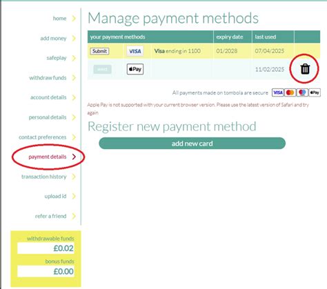 how to delete my payment method on facebook
