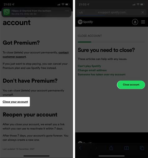 how to delete my spotify account on iphone