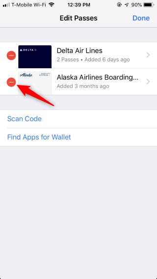 how to delete old boarding pass from apple wallet