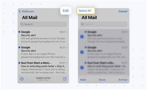 how to delete old email from app store