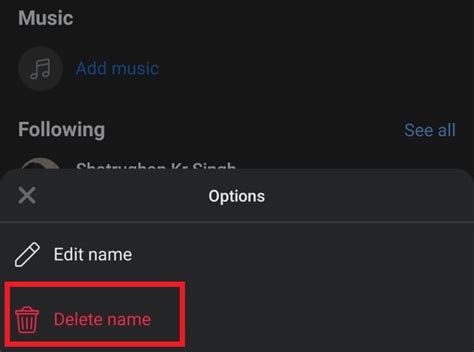 how to delete other name in facebook