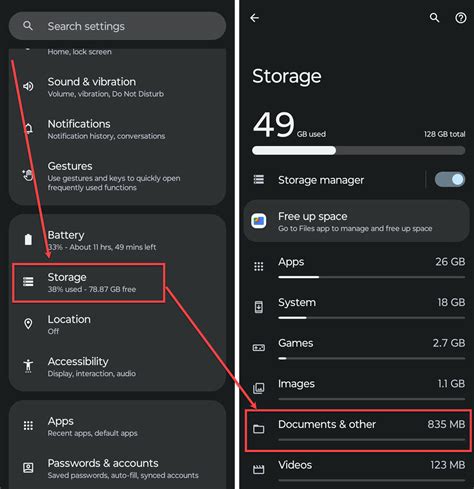 how to delete other storage on android phone