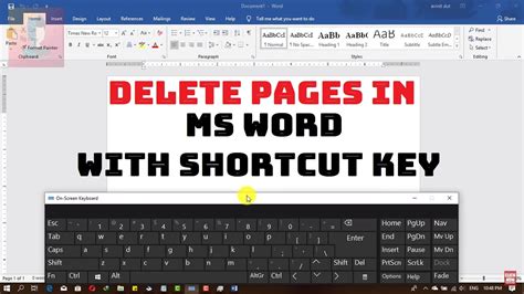 how to delete page in ms word shortcut key