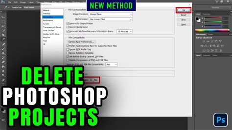 how to delete projects from photoshop home