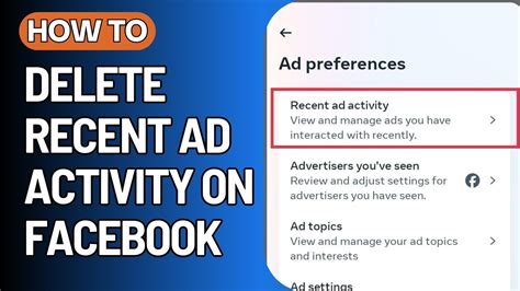 how to delete recent ad activity on facebook mobile