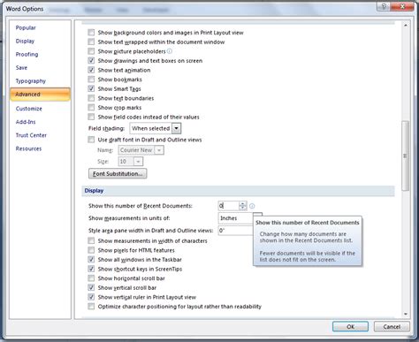 how to delete recent documents list in word