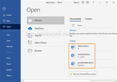 how to delete recent history in word