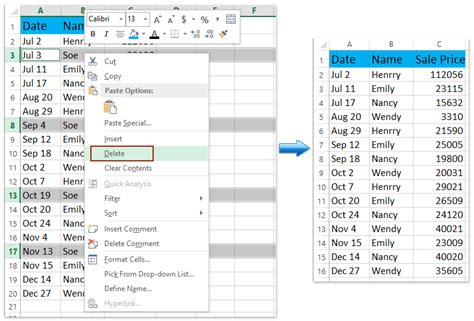how to delete rows in excel based on cell value