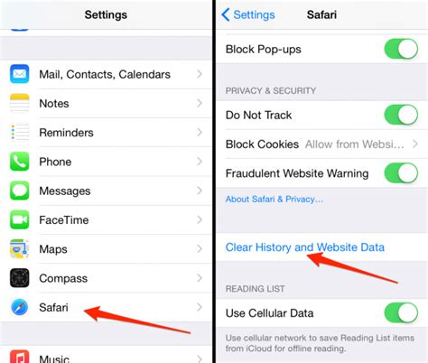 how to delete safari history on iphone settings
