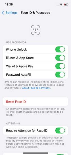 how to delete second face id