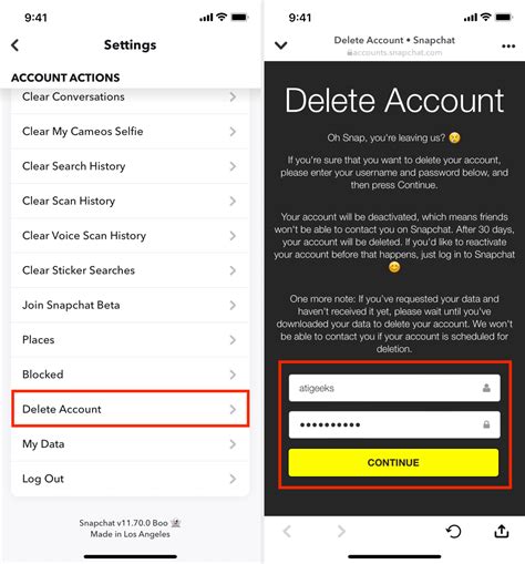 how to delete snapchat account permanently on android