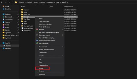 how to delete spotify cache windows