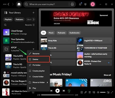 how to delete spotify playlist folder
