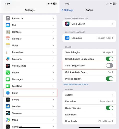 how to delete suggestions on iphone settings