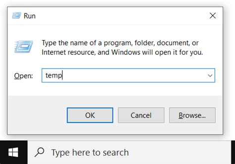 how to delete temporary files in run command