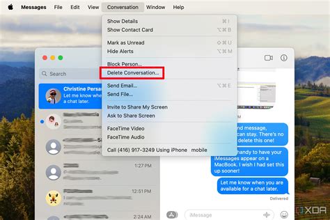 how to delete text conversation on macbook