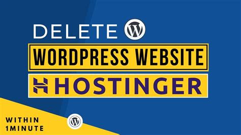 how to delete wordpress in hostinger