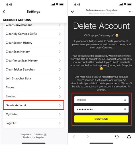 how to delete your data on snap