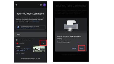 how to delete youtube comments on desktop
