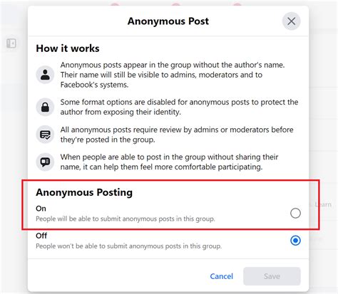 how to disable anonymous post on facebook group