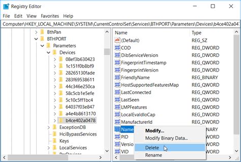 how to disable bluetooth in registry