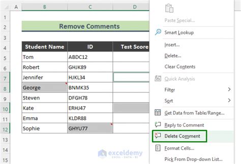 how to disable comments in excel