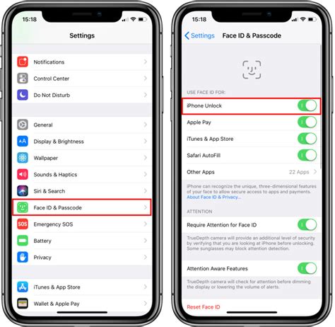 how to disable face recognition on an iphone