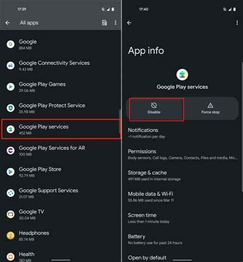 how to disable google play services on android