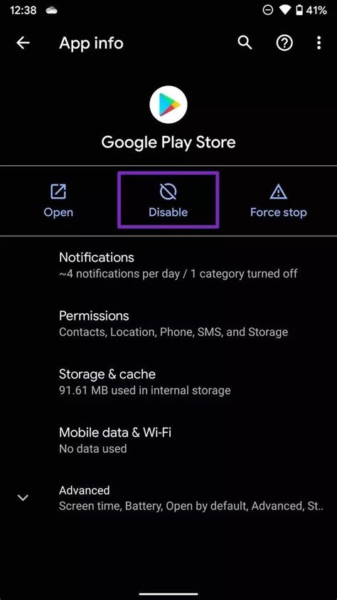 how to disable google play store on android
