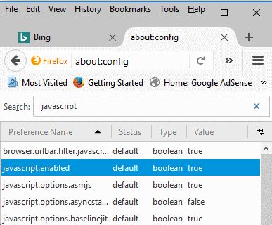 how to disable javascript in mozilla firefox