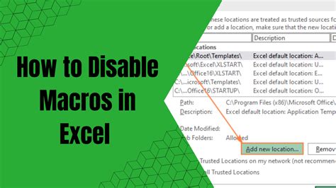 how to disable macros in excel file