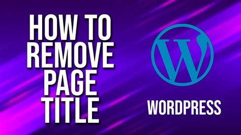 how to disable page title in wordpress