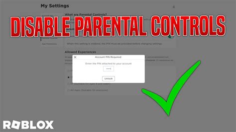 how to disable parental control pin on roblox