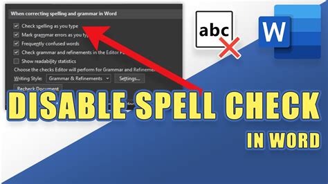 how to disable spell check in ms word