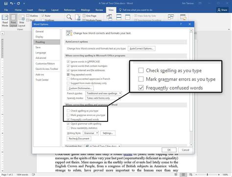 how to disable spell check in word