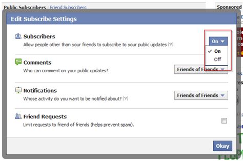 how to disable subscription on facebook page