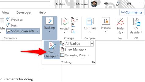 how to disable track changes in word doc