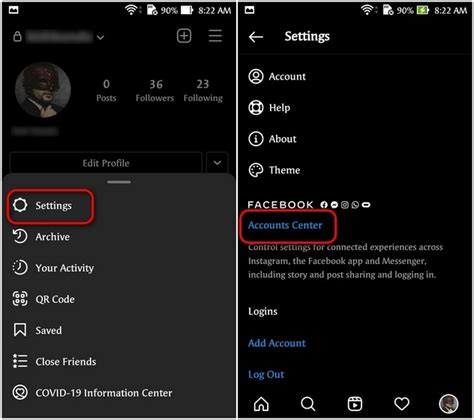 how to disconnect instagram account from facebook on android