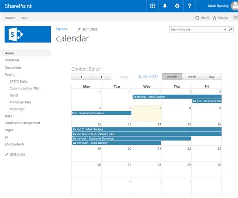 how to display calendar in sharepoint