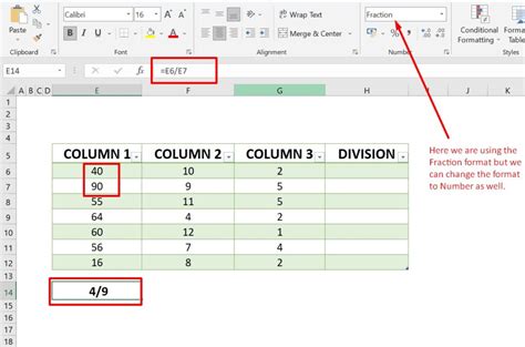 how to divide in excel formula